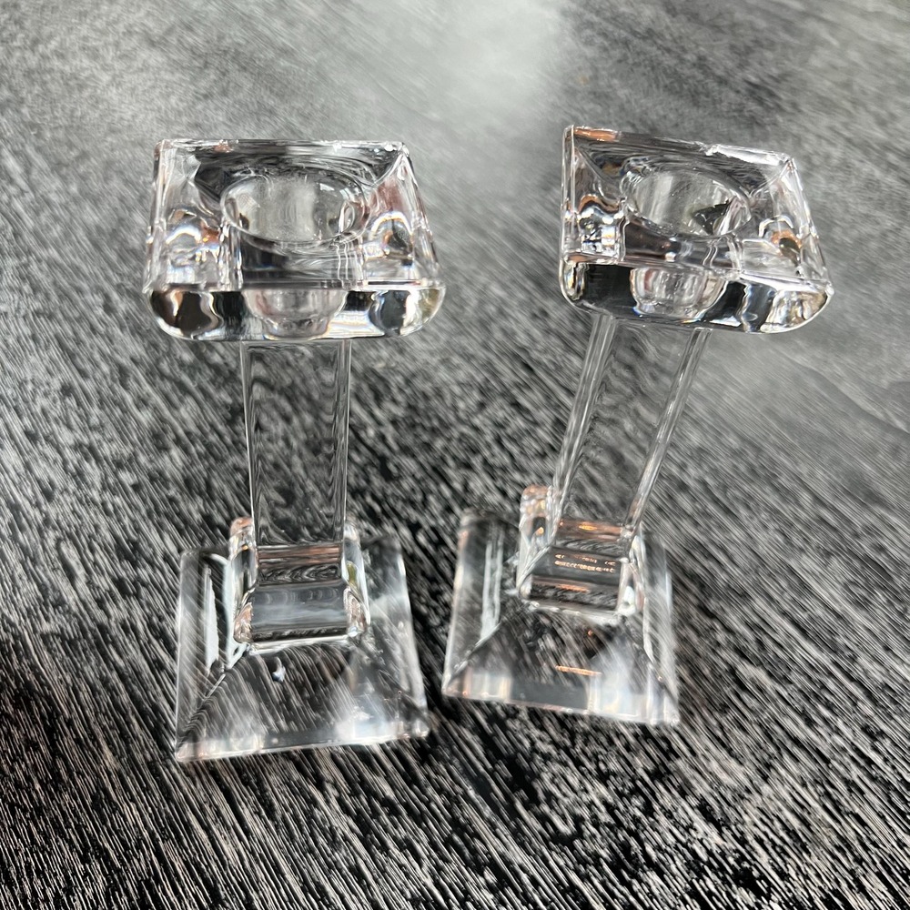 Pair Villeroy & Boch 1748 Siena Glass Crystal Candlesticks - Picture 3 of 6